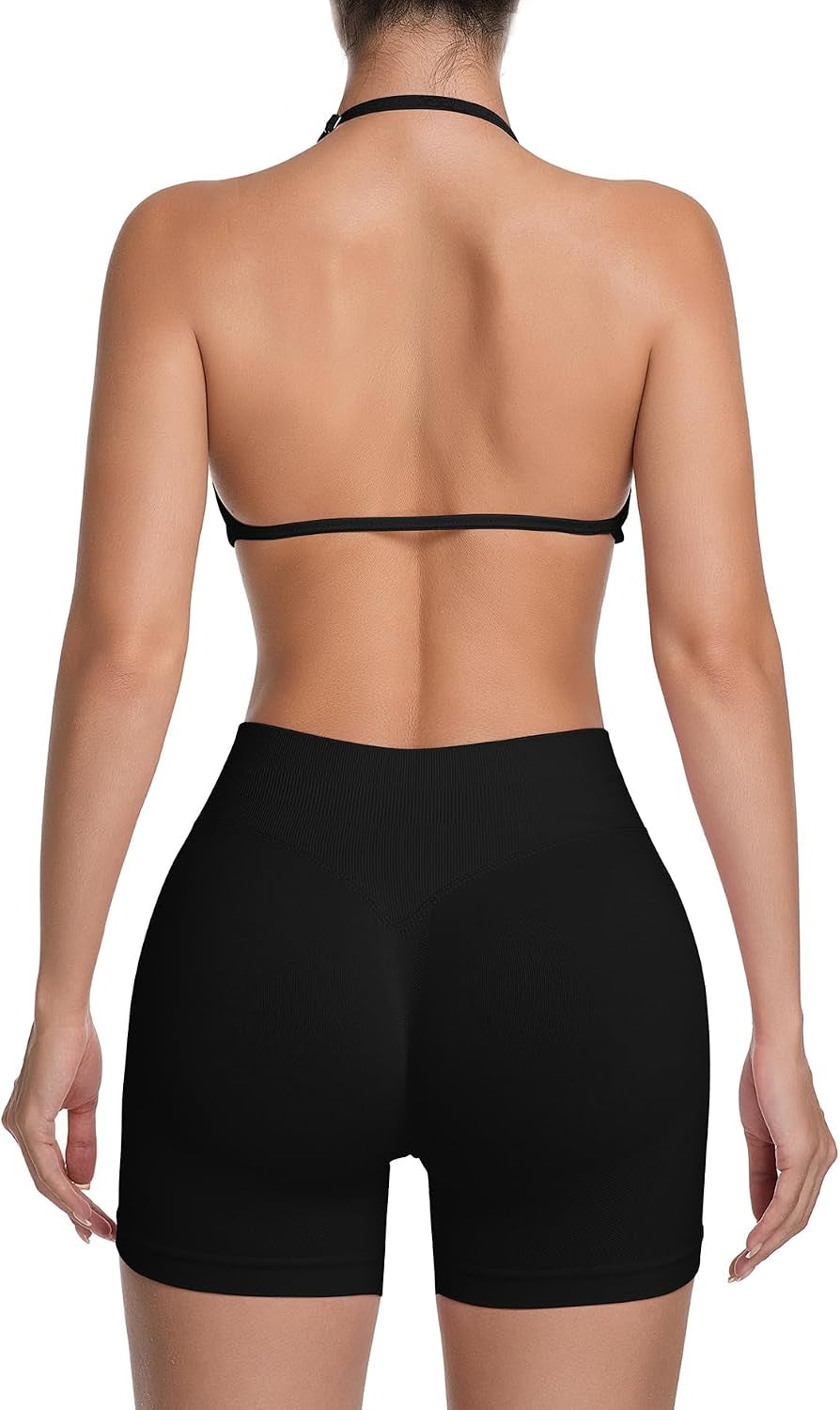 Women 2Piece Workout Sets Halter Sports Bra Gym Yoga Shorts Pilates Outfits