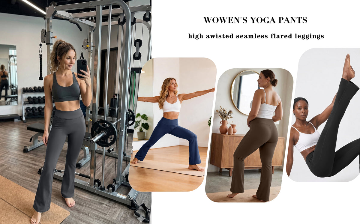 2 Pack Womens Flare Yoga Pants High Waisted Bootcut Leggings No Front Seam Buttery Soft Leggings for Workout Gym Casual