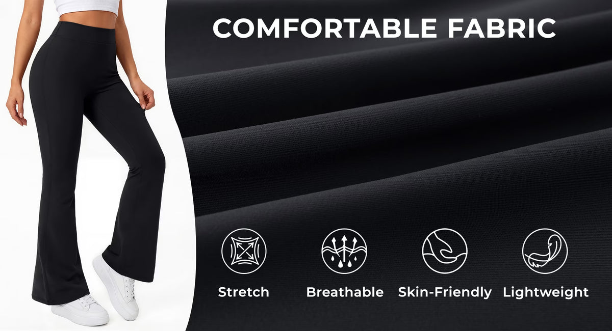 2 Pack Womens Flare Yoga Pants High Waisted Bootcut Leggings No Front Seam Buttery Soft Leggings for Workout Gym Casual