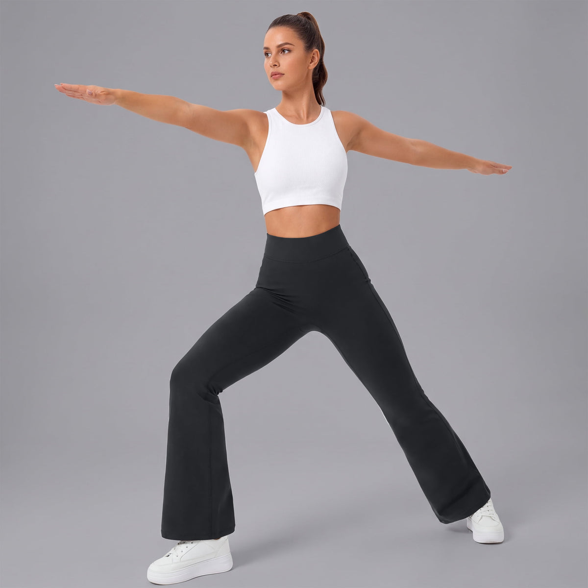 2 Pack Womens Flare Yoga Pants High Waisted Bootcut Leggings No Front Seam Buttery Soft Leggings for Workout Gym Casual