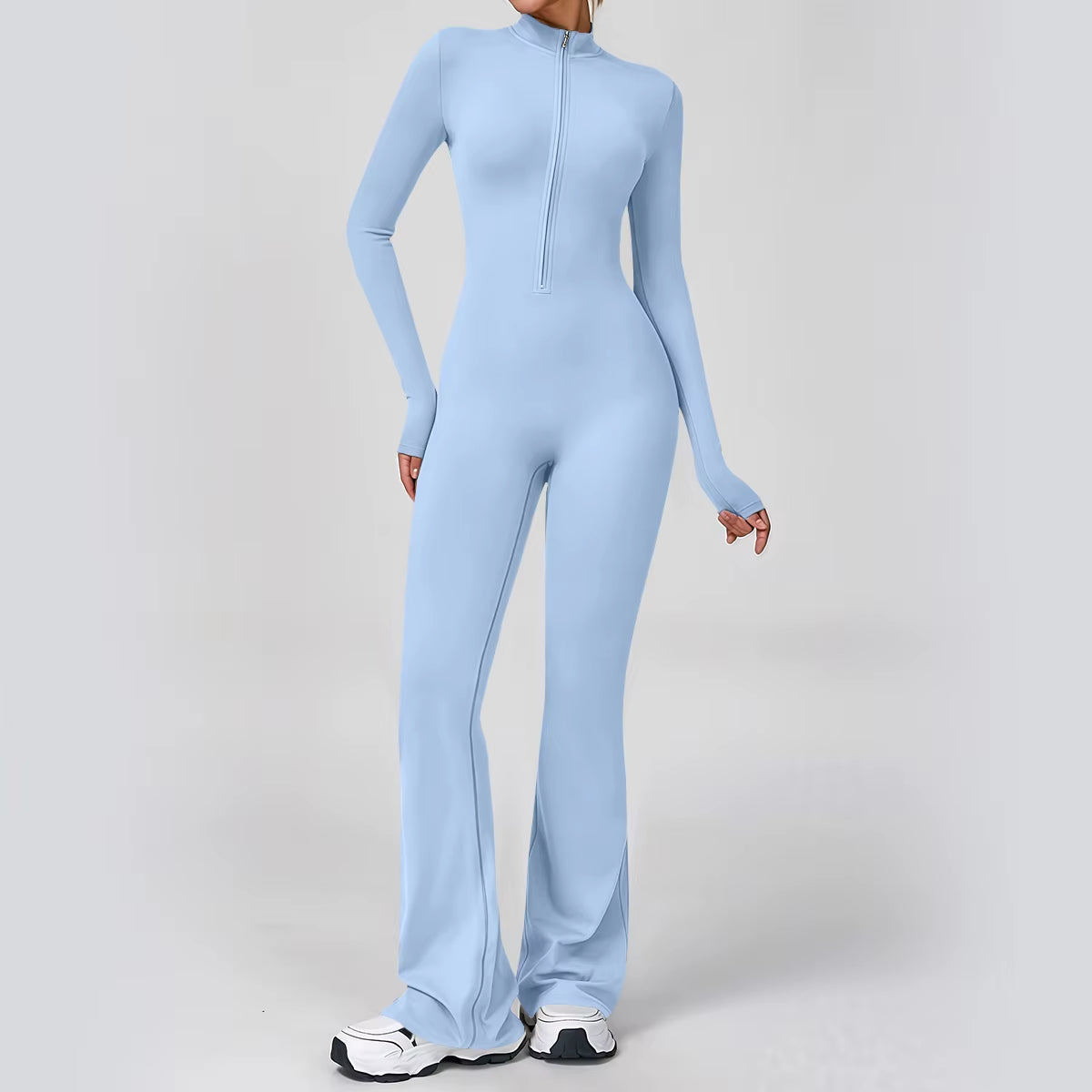 Flared Sport Jumpsuits Women Zipper Yoga Overalls Fitness Romper One Piece Suits Gym Bodysuits Workout Clothing Jumpsuit