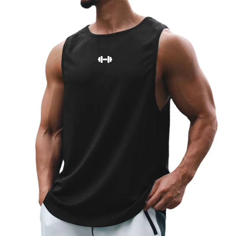Men’S Quick Dry Gym Clothes Indoor Exercise and Fitness Printed Vest 6 Colors to Choose