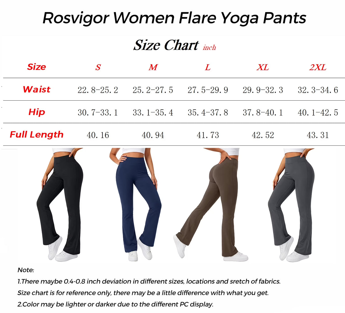 2 Pack Womens Flare Yoga Pants High Waisted Bootcut Leggings No Front Seam Buttery Soft Leggings for Workout Gym Casual