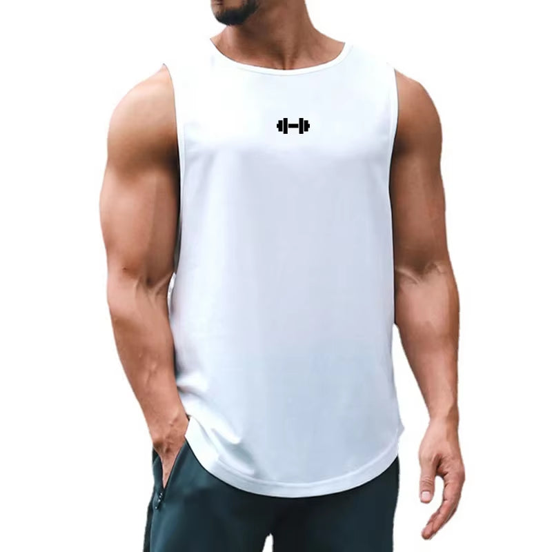 Men’S Quick Dry Gym Clothes Indoor Exercise and Fitness Printed Vest 6 Colors to Choose
