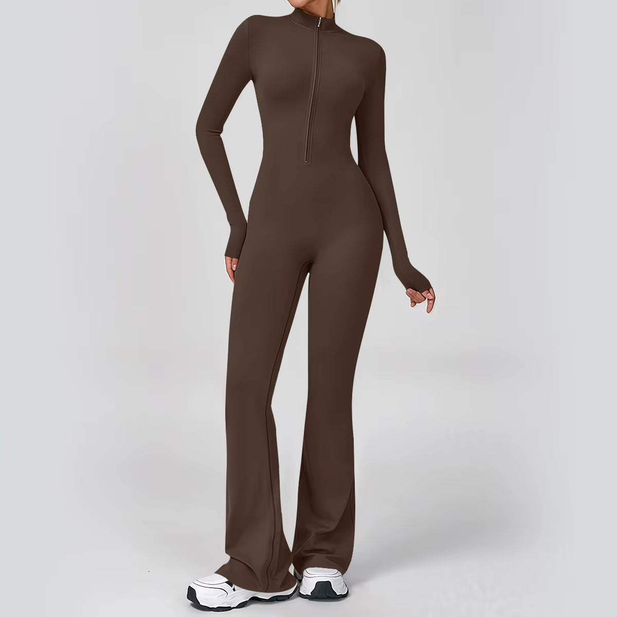 Flared Sport Jumpsuits Women Zipper Yoga Overalls Fitness Romper One Piece Suits Gym Bodysuits Workout Clothing Jumpsuit