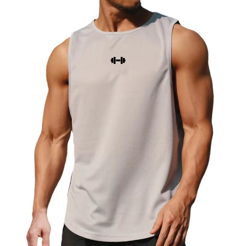 Men’S Quick Dry Gym Clothes Indoor Exercise and Fitness Printed Vest 6 Colors to Choose