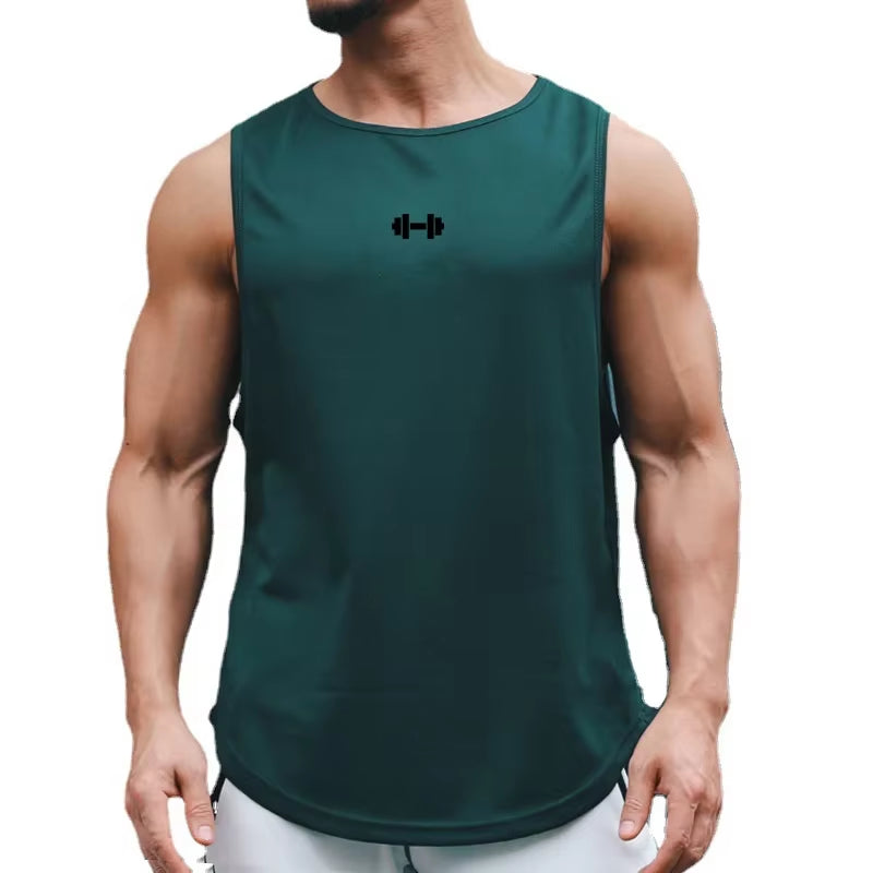Men’S Quick Dry Gym Clothes Indoor Exercise and Fitness Printed Vest 6 Colors to Choose